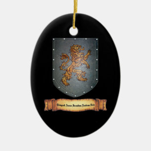 Metal Shield Lion Black Keramisch Ornament
