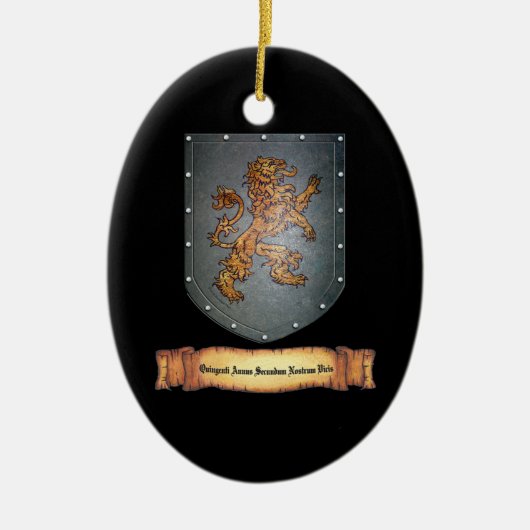 Metal Shield Lion Black Keramisch Ornament (Voorkant)