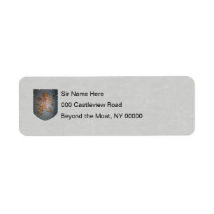 Metal Shield Lion Gray Faux Parchment Etiket