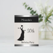 Metal Silver Birthday Party Elegant Lady 2 Kaart (Staand voorkant)