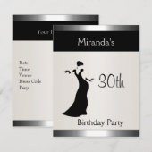Metal Silver Birthday Party Elegant Lady 2 Kaart (Voorkant / Achterkant)
