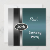 Metal Silver Blauwgroen Mannen 40e Man op geboorte Kaart (Voorkant)