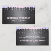 Metal Silver Brushed | Bokeh Sparkle Drip Visitekaartje (Voorkant / Achterkant)