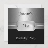 Metal Silver Circles Black 21st Man Birthday Kaart (Voorkant)