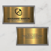 Metal Silver Gold geborsteld | Logo ThuisHammer Visitekaartje (Voorkant / Achterkant)