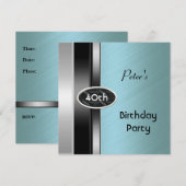 Metal Silver Green Mannen 40th Birthday Party Man Kaart (Voorkant / Achterkant)