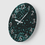 Metal Silver Grey Arabic Numbers Blauwgroen Aqua Grote Klok (Hoek)