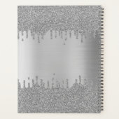 Metal Silver Grey Glitter Drift Signature Script Planner (Achterkant)