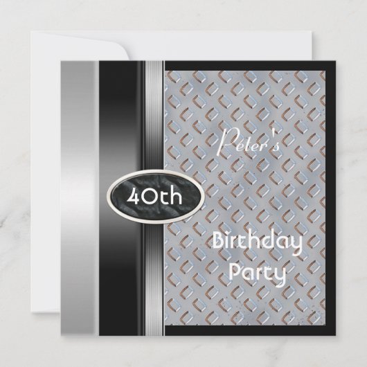 Metal Silver Mannen 40th Birthday Bronze Man Kaart (Voorkant)