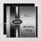 Metal Silver White Mannen 40th Birthday Party Man Kaart (Voorkant / Achterkant)