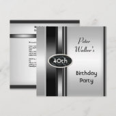 Metal Silver White Mannen 40th Birthday Party Man Kaart (Voorkant / Achterkant)