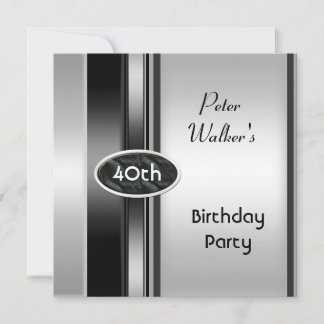 Metal Silver White Mannen 40th Birthday Party Man Kaart