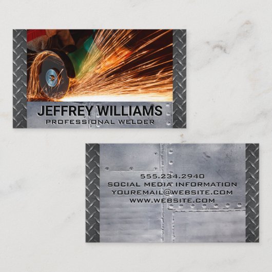 Metal Smith Cutting Metal | Lassen Rivets Staal Visitekaartje (Voorkant / Achterkant)