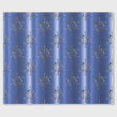 Metal Snowflakes on Blue Christmas Cadeaupapier (Vlak)