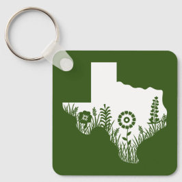 Metal Square Sleutelhanger Texas Outline Forest Gr