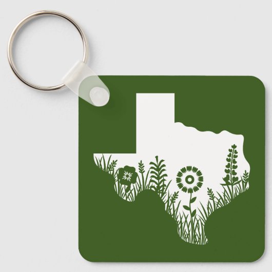 Metal Square Sleutelhanger Texas Outline Forest Gr (Voorkant)