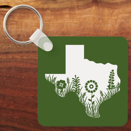 Metal Square Sleutelhanger Texas Outline Forest Gr (Voorkant)