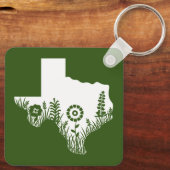 Metal Square Sleutelhanger Texas Outline Forest Gr (Achterkant)