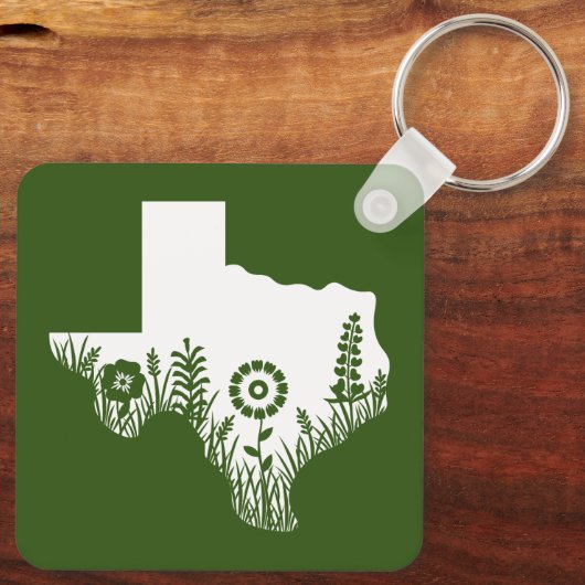 Metal Square Sleutelhanger Texas Outline Forest Gr (Achterkant)