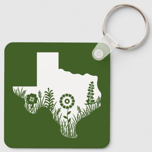 Metal Square Sleutelhanger Texas Outline Forest Gr (Achterkant)