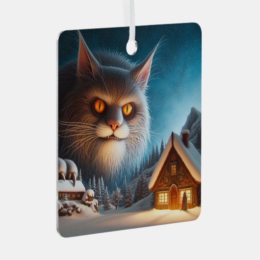 Metal Square Yule Cat Ornament (Voorkant Rechts)