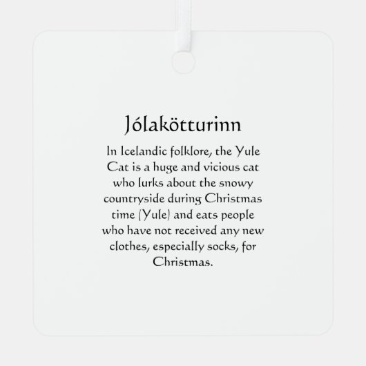 Metal Square Yule Cat Ornament (Achterkant)