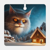 Metal Square Yule Cat Ornament (Voorkant)