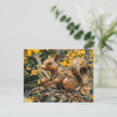 Metal Squirrel on Branch in autumn Briefkaart (Staand voorkant)