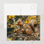 Metal Squirrel on Branch in autumn Briefkaart (Voorkant / Achterkant)