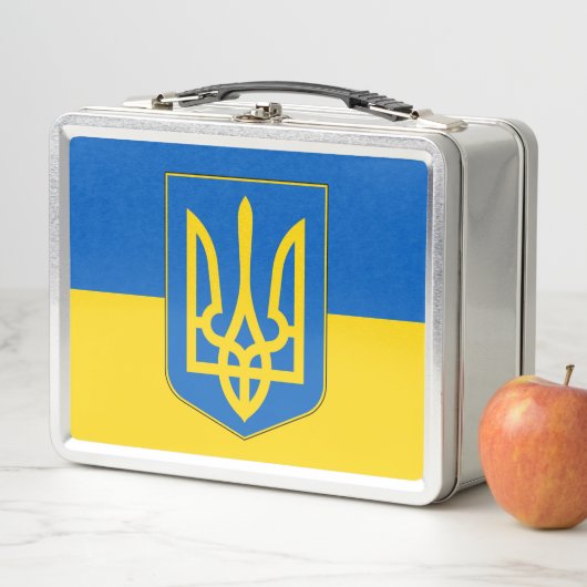 Metal Stainless Lunchbox met Oekraïense vlag (In situ)