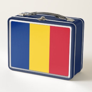 Metal Stainless Lunchbox met Roemeense vlag
