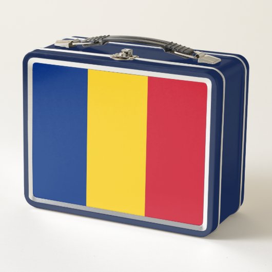 Metal Stainless Lunchbox met Roemeense vlag (Voorkant)