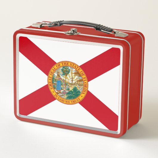 Metal Stainless Lunchbox met vlag van Florida (Voorkant)
