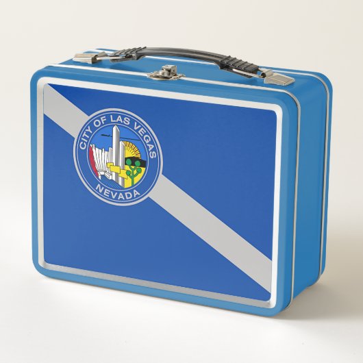 Metal Stainless Lunchbox met vlag van Las Vegas (Voorkant)