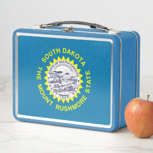Metal Stainless Lunchbox met vlag van South Dakota
