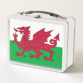 Metal Stainless Lunchbox met Wales-vlag (Voorkant)