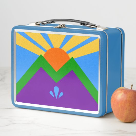 Metal Stainless Lunchbox, vlag van Manitou Springs (In situ)