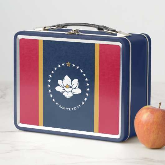 Metal Stainless Lunchbox with flag of Mississippi (In situ)