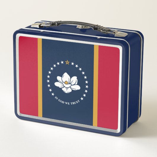 Metal Stainless Lunchbox with flag of Mississippi (Achterkant)