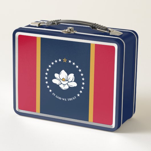 Metal Stainless Lunchbox with flag of Mississippi (Voorkant)