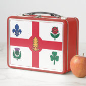 Metal Stainless Lunchbox with flag of Montreal (In situ)