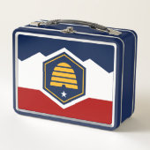 Metal Stainless Lunchbox with flag of Utah, USA (Voorkant)