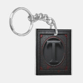 🛡️ Metal T Monogram Schild Embleem Rode Accent 🔑 Sleutelhanger (Voorkant Links)