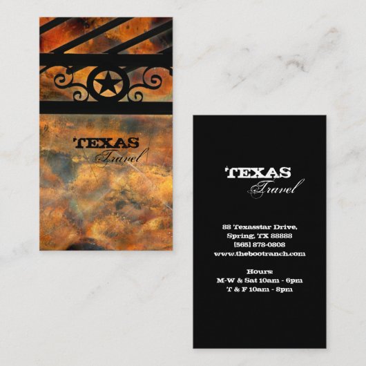 Metal Texas Star Visitekaartje  Rust (Voorkant / Achterkant)