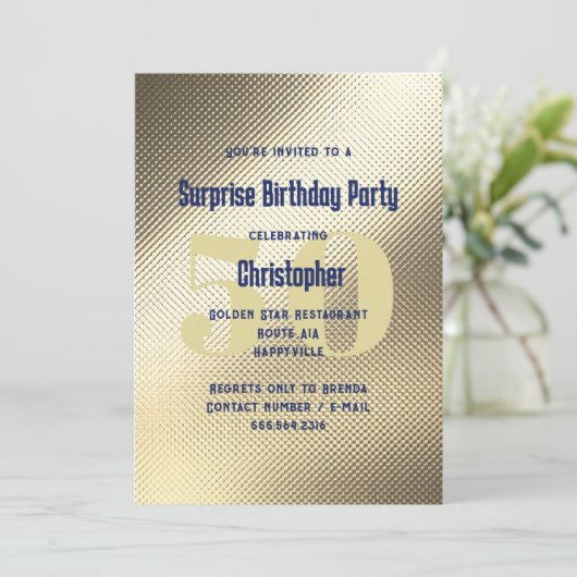 Metal Texture Party uitnodiging voor mannen (Staand voorkant)