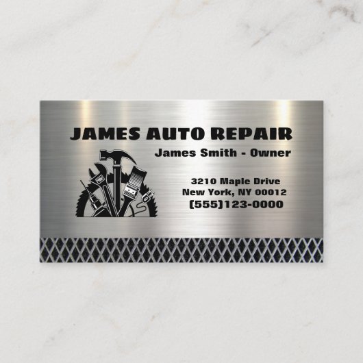 Metal Tool Design Automotive Mechanic Auto Repair Visitekaartje (Voorkant)
