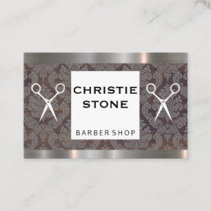 Metal Trim Damask Shears Haarstylist Visitekaartje