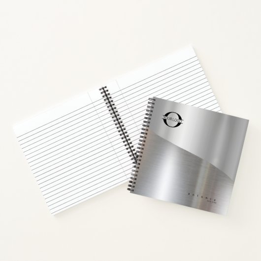 Metal Wave Logo Two-Tone Silver ID809 Notitieboek (Binnen)