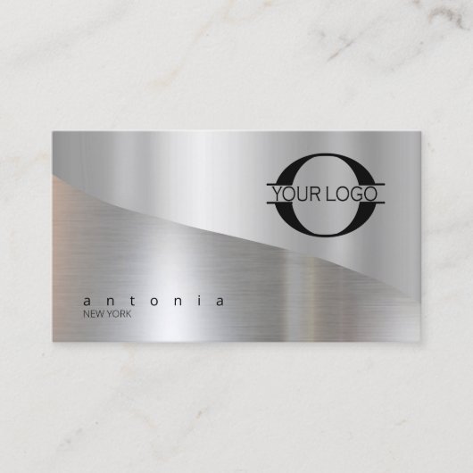 Metal Wave Logo Two-Tone Silver ID809 Visitekaartje (Voorkant)