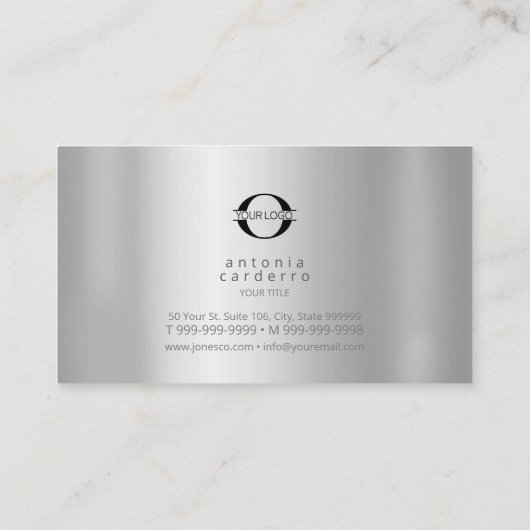 Metal Wave Logo Two-Tone Silver ID809 Visitekaartje (Achterkant)